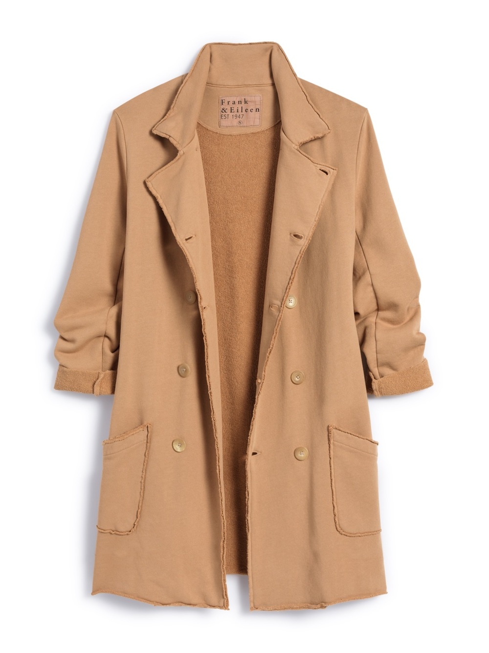 Frank & Eileen Relaxed Double-Breasted Camel Trench Coat